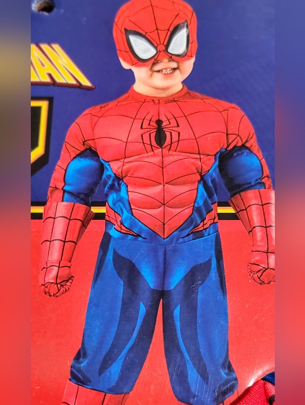 Rubie's Red and Blue Webbed Muscle Kids Costume Size 3-4T